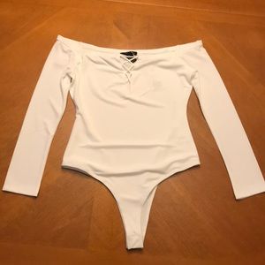 Off The Shoulder White Bodysuit